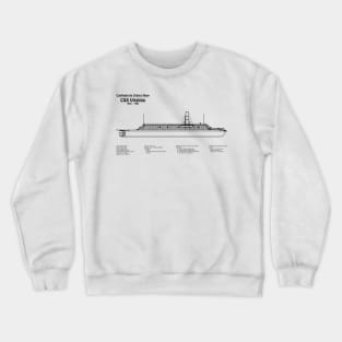 CSS Virginia ship. Steam powered ironclad of American Civil War - SDpng Crewneck Sweatshirt